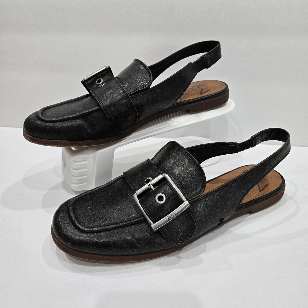 Zodiac Womens Eve Black Faux Leather Slingback Sandals Shoes Size 11M